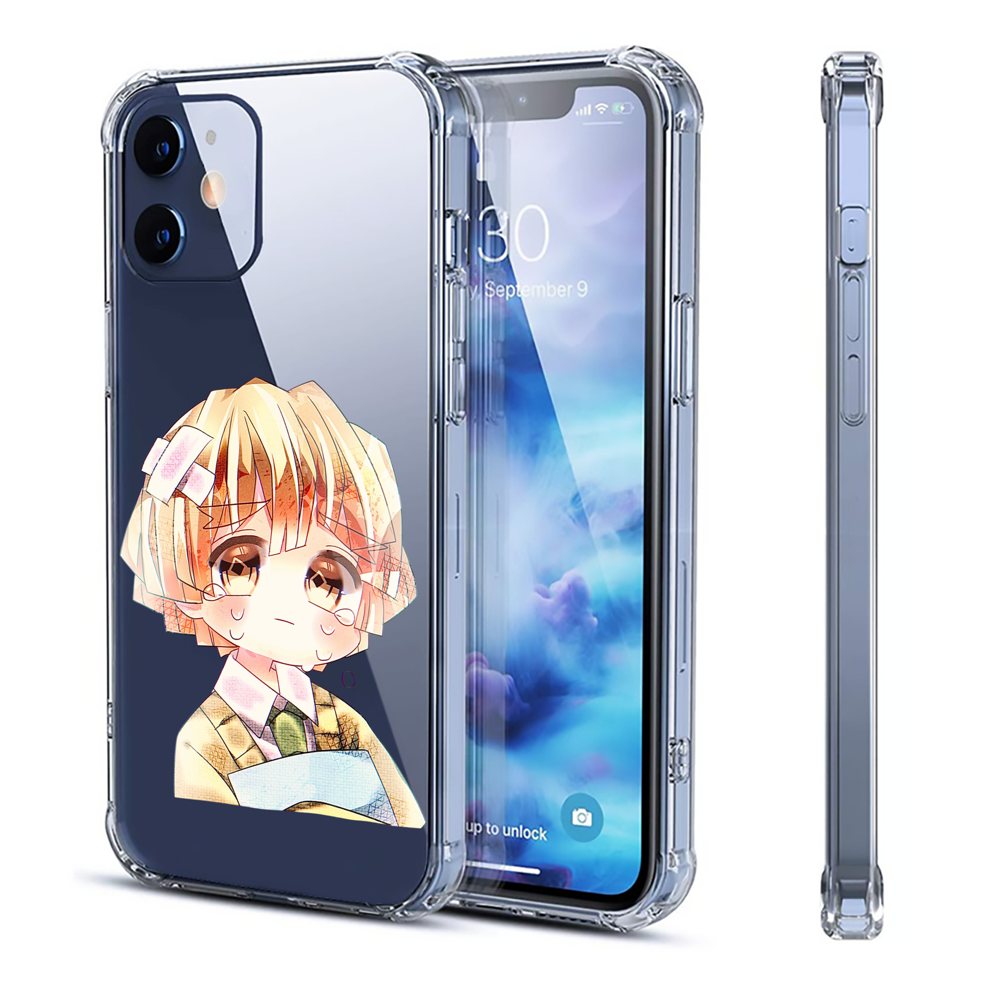 （画像用） 鬼滅の刃（きめつのやいば）我妻 善逸／あがつま ぜんいつ Agatsuma Zenitsu 【iPhone 12シリーズ対応】透明スマホケース（クリアソフトケース）